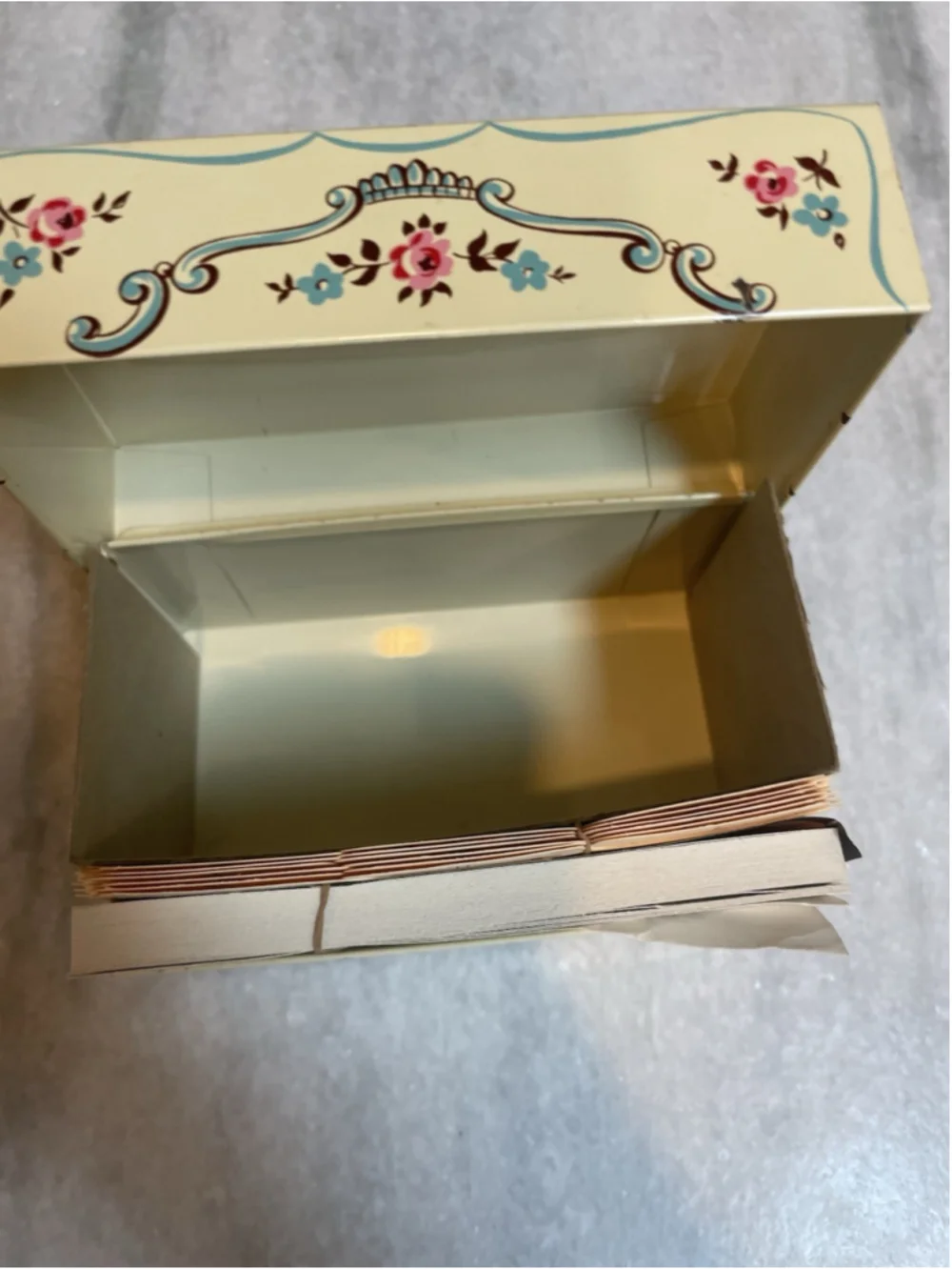 Vintage Stylecraft Floral Metal Address Card File Box w/ Cards Mid Century Decor